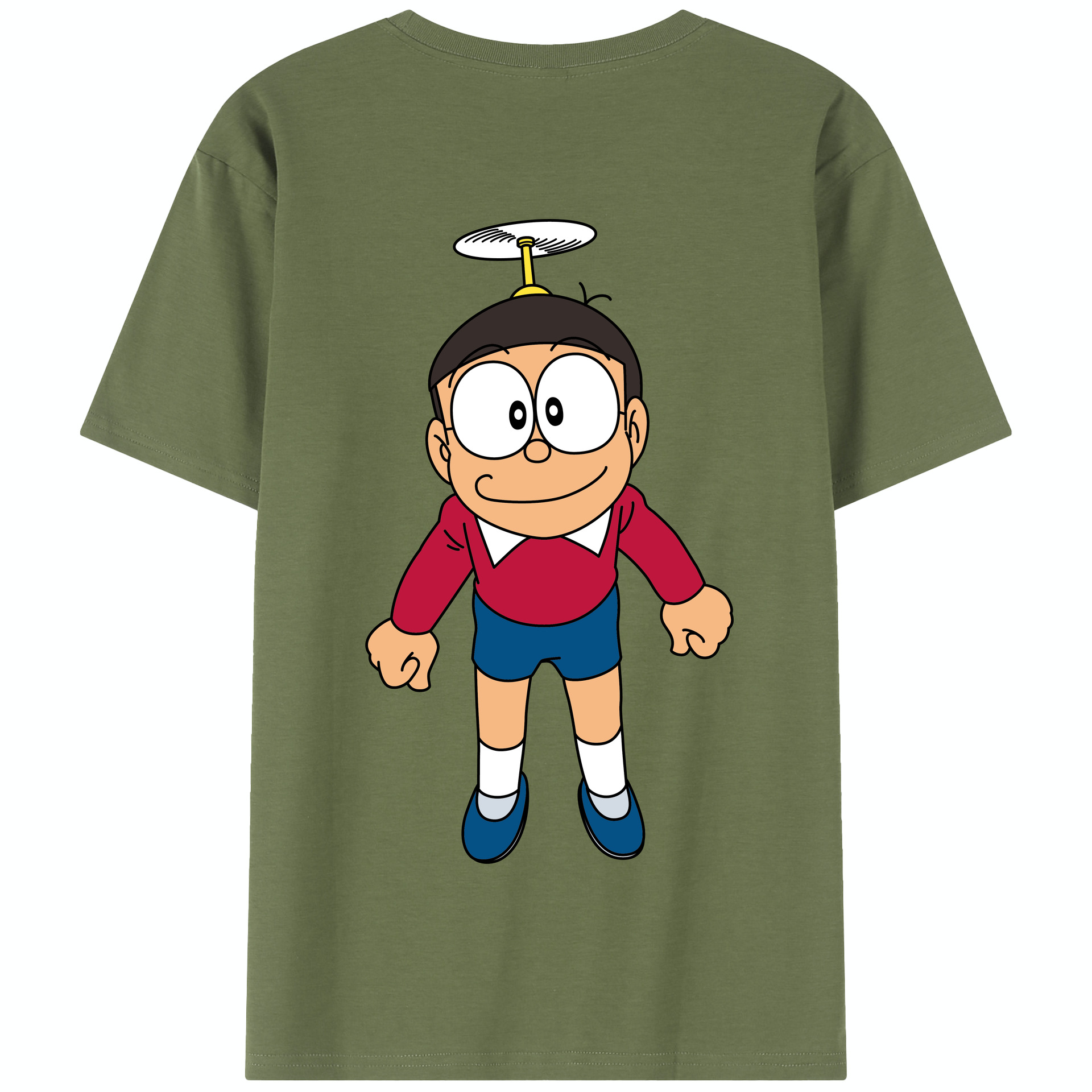 （画像用） ドラえもん 野比 のび太 Doraemon Nobita Nobi 綿100％半袖Tシャツ（背面プリント）